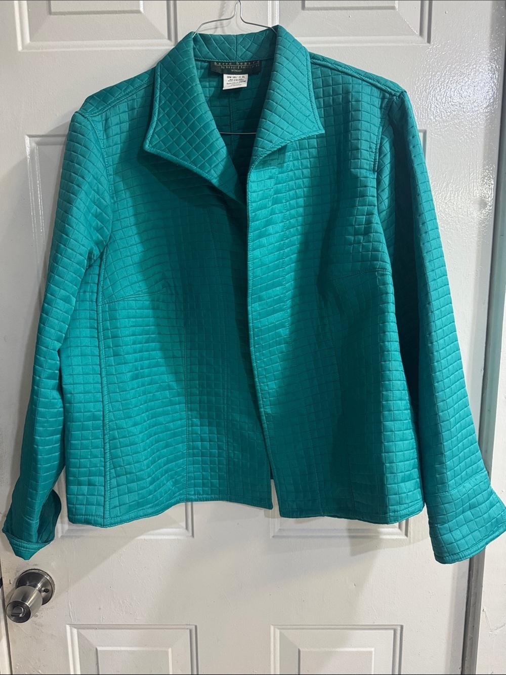 Harve Benard Teal Quilted Open-Front Blazer